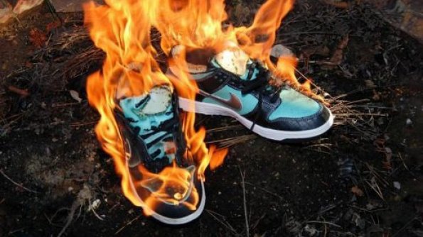 Burning nikes clearance