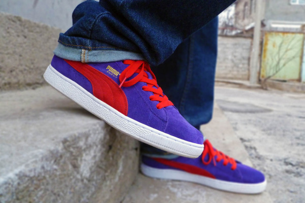 puma suede purple and red