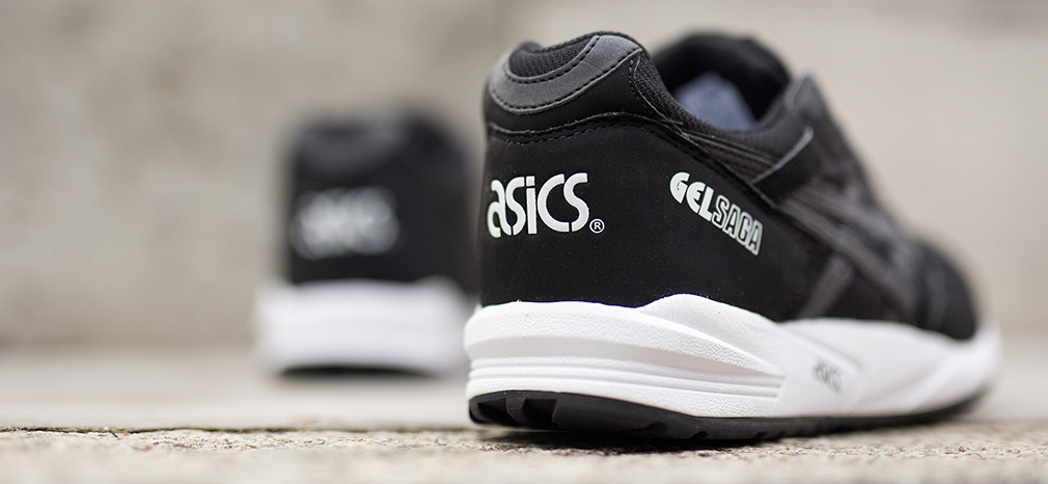 asics gel saga black white