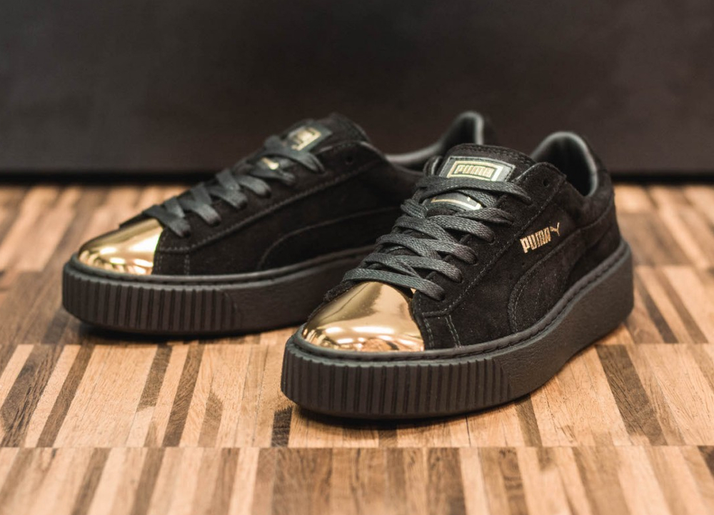 puma suede platform noir gold