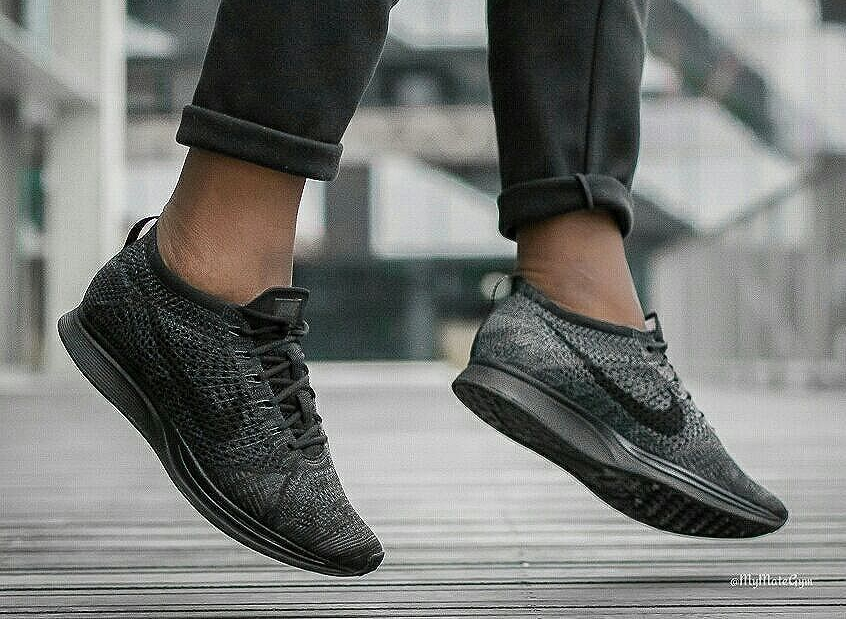 nike flyknit racers triple black