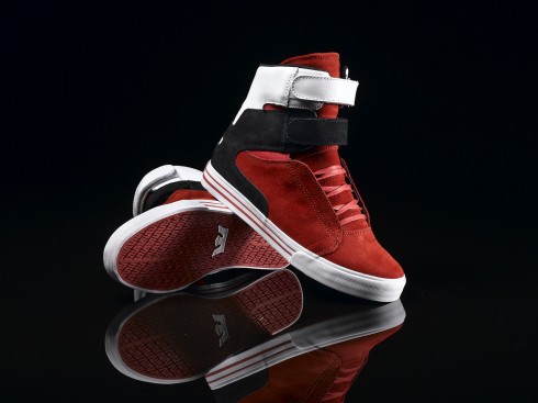 Supra tk society cuir brillant noir et suede rouge automne hiver 2010