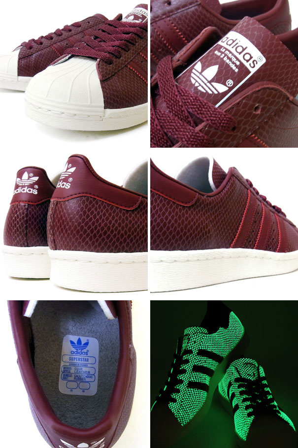 Une sneaker Adidas Superstar 80 s x Atmos style peau de serpent