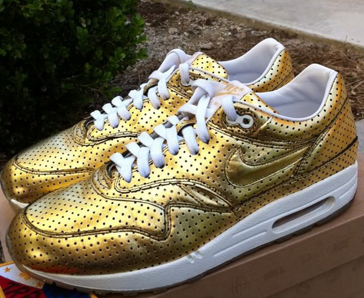  Nike Air Max 1 Gold Perforated Medals Olympic