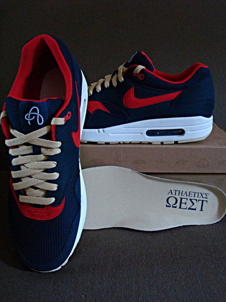 Nike Air Max 1 Omega Obsidian / Sport Red Gold White