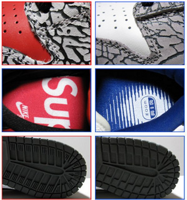 Nike Retro Dunk Low Supreme 2012 VS 2002