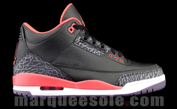 Air Jordan 3 Black/Bright Crimson-Purple