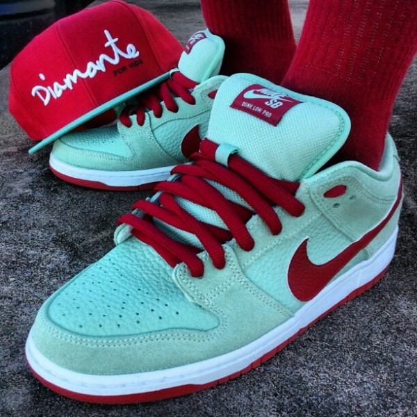 NIke Dunk Low Pro SB Mint Gym Red
