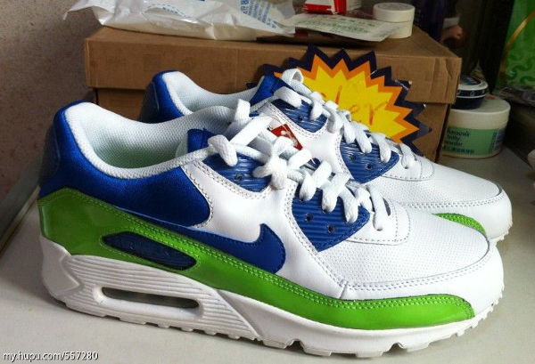 nike air max 90 white / green / blue sapphire