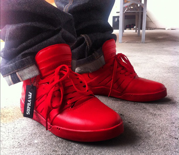 All red supra skytop 3 top