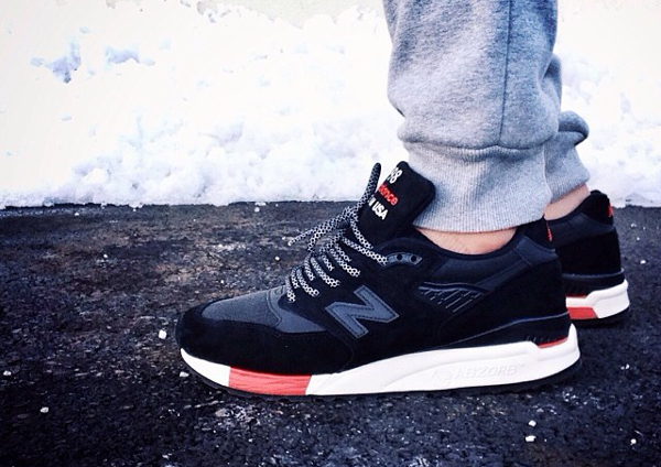 new balance black red 998