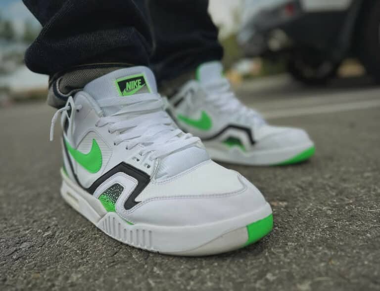 Nike Air Tech Challenge II Poison Green on feet 318408-100