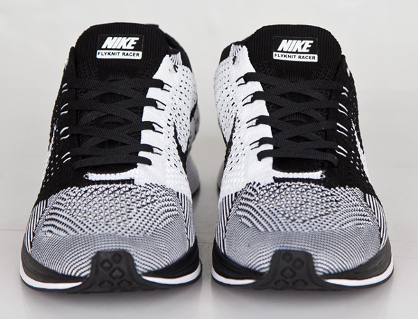 nike flyknit racer black white white