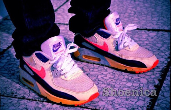 1991-Nike Air Max 90 White Egglant Zen Grey - Shoenica