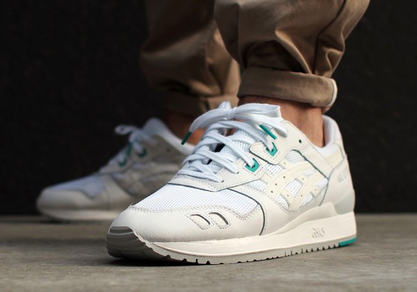 Asics Gel Lyte 3 White White Teal aux pieds (3)