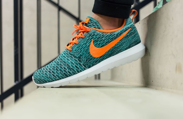 Nike Flyknit Roshe Run Orange Hyper Jade Mineral Teal 1 600x390