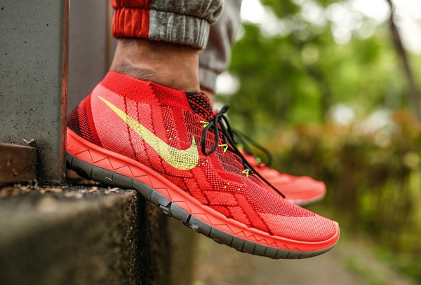 Nike Free 3.0 Flyknit Bright Crimson Volt Sneakers actus