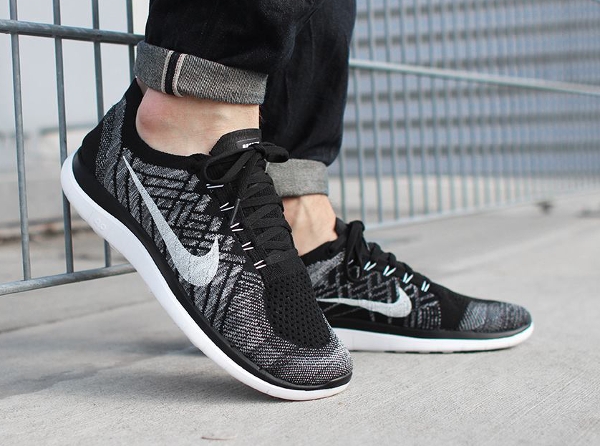 Nike Free 4.0 Flyknit Black White Wolf & Dark Grey (2)