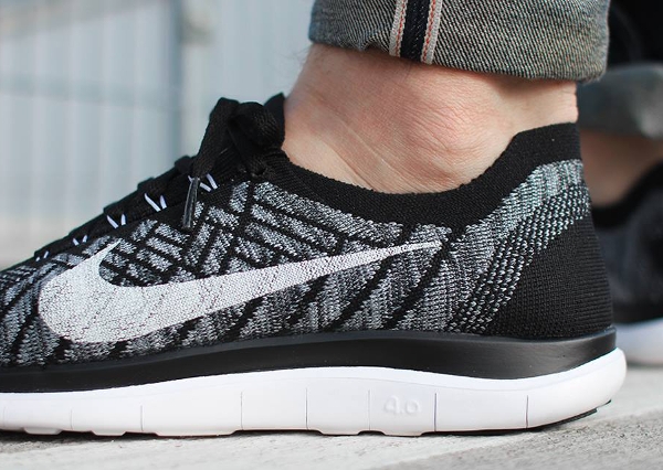 Nike Free 4.0 Flyknit Black White Wolf & Dark Grey (3)