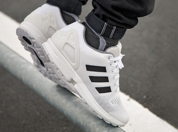 adidas zx flux em white black granite