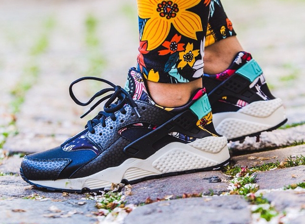 Nike Air Huarache Aloha Print Black Teal (fleurs)