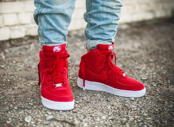 red suede high top air force ones