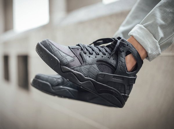 Nike Air Flight Huarache Black Croc Leather