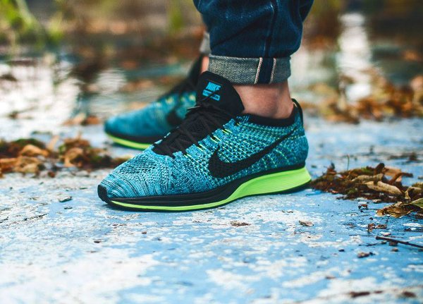 Nike Flyknit Racer Blue Lagoon on feets