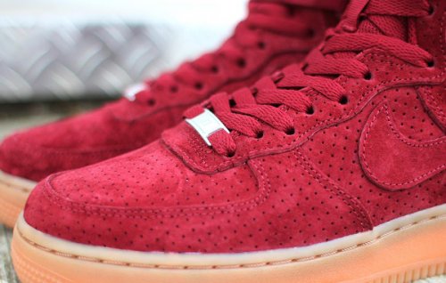 nike air force 1 red suede trainers with gum sole
