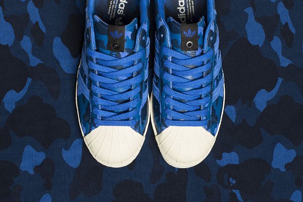 Adidas Consortium Superstar 80V Camo x Undefeated x Bape Black Blue Gold (1)