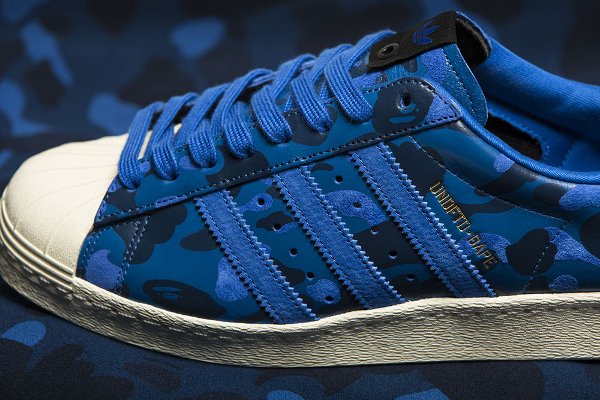 Adidas Consortium Superstar 80V Camo x Undefeated x Bape Black Blue Gold (2)