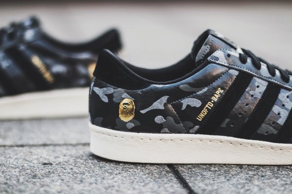 Adidas Consortium Superstar 80V Camo x Undefeated x Bape Black Cinder Gold (3)