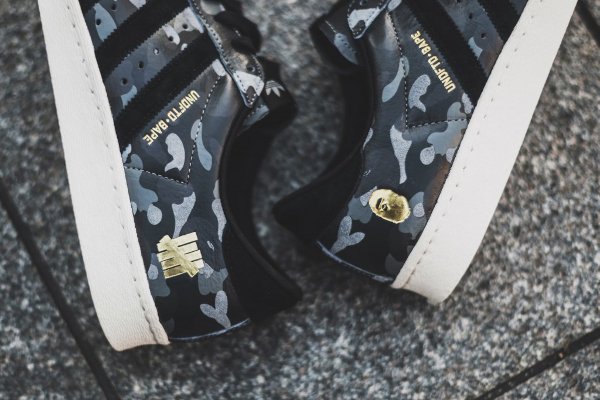 Adidas Consortium Superstar 80V Camo x Undefeated x Bape Black Cinder Gold (4)