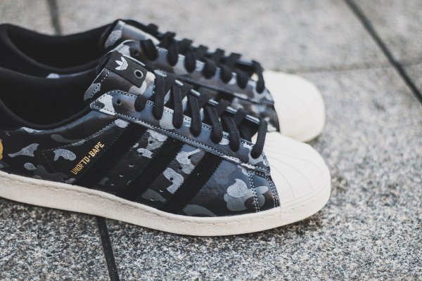 Adidas Consortium Superstar 80V Camo x Undefeated x Bape Black Cinder Gold (6)