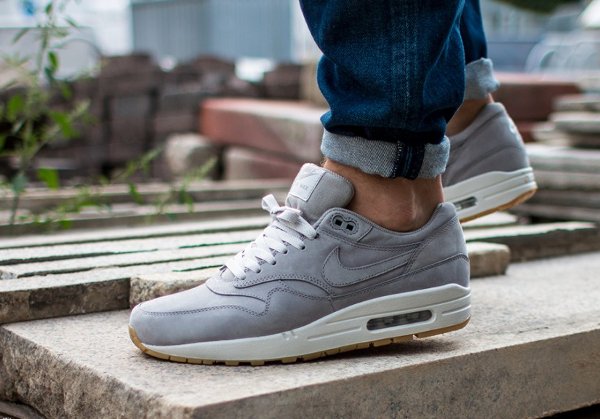 Nike Air Max 1 Premium Leather Medium Grey (suède ciré)  (1)