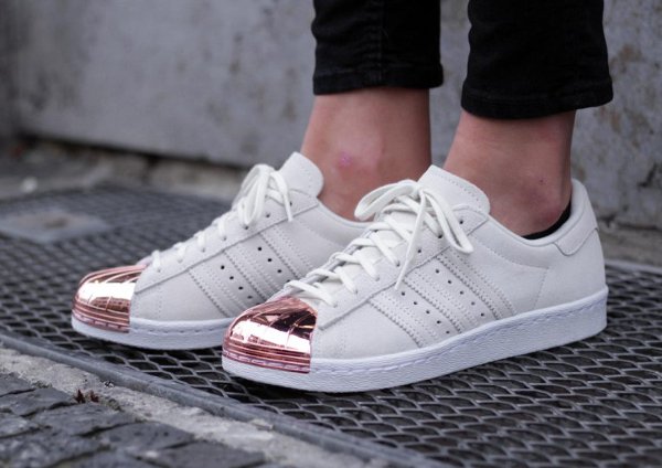 adidas superstar white copper metallic