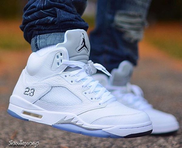 Air Jordan 5 White Metallic Silver 2015 - @str8outtajersey