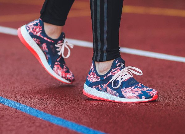 Adidas Pureboost X Floral femme Mineral Blue Halo Pink (1)