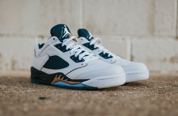 Air Jordan 5 Retro Low White Metallic Gold Star Mid Navy (1)