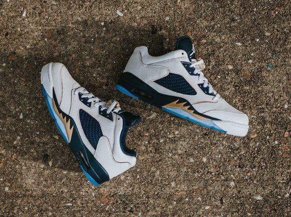 Air Jordan 5 Retro Low White Metallic Gold Star Mid Navy (9)