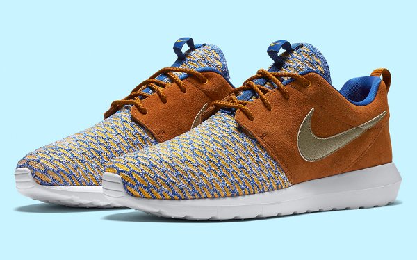 Nike Roshe NM Flyknit Premium Game Royal Metallic Gold GrainTawny (1)