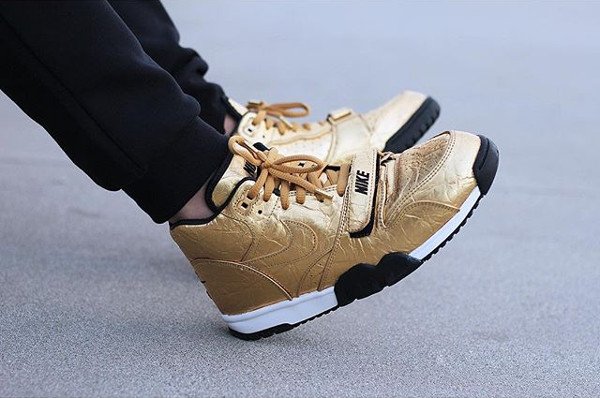 acheter Nike Air Trainer 1 Mid PRM Gold Superbowl 50 pas cher (2)