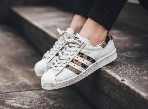 Adidas Superstar 80s Animal Croc Leopard Chalk White femme pas cher (1)