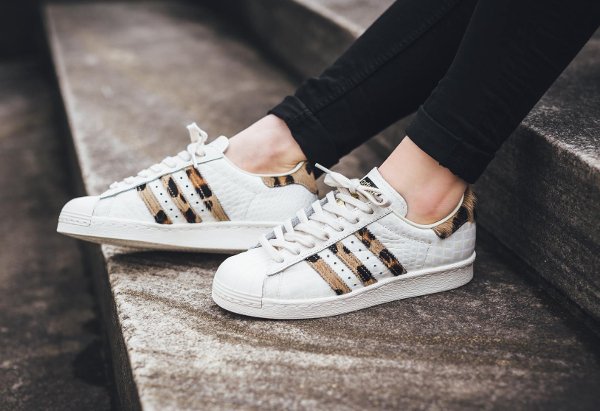 Adidas Superstar 80s Animal Croc Leopard Chalk White femme pas cher (2)