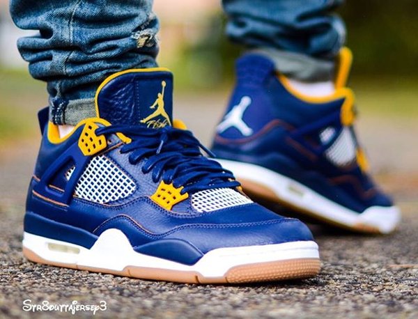 Nike Air Jordan 4 Retro Dunk From Above Navy Maize Gold pas cher (4)