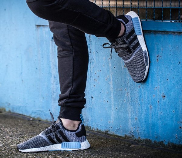 chaussure Adidas Originals NMD_R1 Knit Tonal Core Black Clear Blue (6)