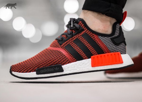 chaussure Adidas Originals NMD_R1 Knit Tonal Core Black Lush Red (3)