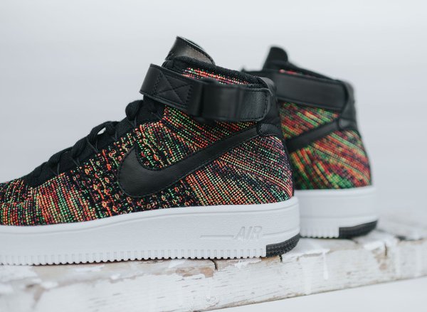 chaussure Nike Air Force 1 Ultra Flyknit Mid (Black Bright Crimson Court PurpleVolt) (4)