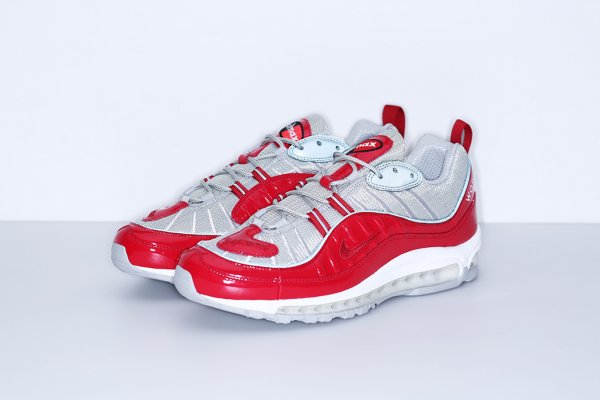 Chaussure Supreme x Nike Air Max 98 Red Reflect Silver-White Varsity Red (1)