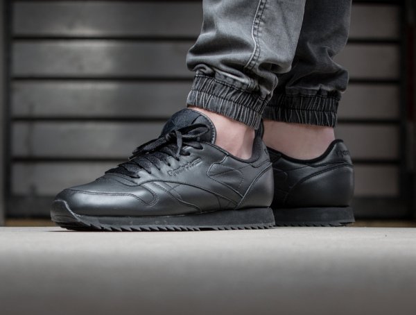 basket Reebok CL Leather Ripple Mono Black (noire) Barber Pole (2)